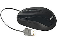 GeneralKeys Optische Mini-Maus mit 1000 dpi und ausziehbarem USB-Kabel; Optische Funkmäuse Optische Funkmäuse 