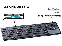 GeneralKeys Slim-Funktastatur mit Touchpad, Ziffernblock, Scissor-Tasten, QWERTZ; Funktastatur & -Maus Sets, Mini-Funktastaturen mit Touchpads 
