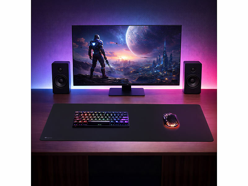 ; XXL-Gaming-Mauspads mit bunter LED-Beleuchtung, Ergonomische Mauspads mit Memory-Foam-Handkissen, wasserabweisendPräzisions-Mousepads XXL-Gaming-Mauspads mit bunter LED-Beleuchtung, Ergonomische Mauspads mit Memory-Foam-Handkissen, wasserabweisendPräzisions-Mousepads