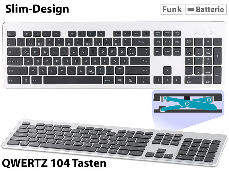 ; Funk-Tastaturen mit Batterie-Betrieb 