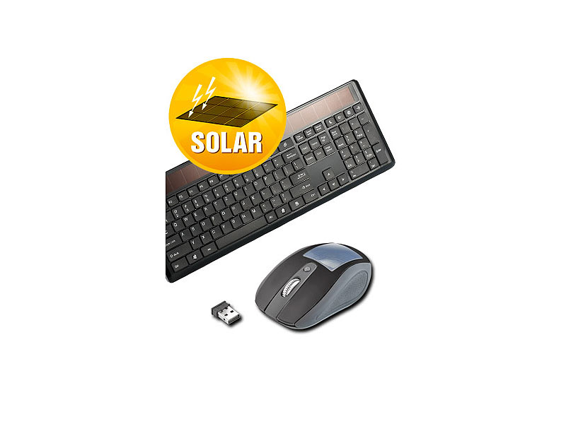 ; Wireless Solar Funktastatur & Maus-Sets 