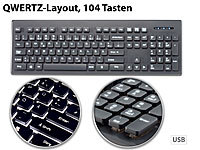 GeneralKeys Beleuchtete Business-USB-Tastatur mit Nummernblock, QWERTZ