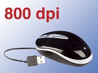 GeneralKeys Optische Mini Maus mit ausziehbarem USB-Kabel