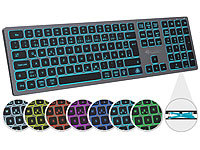 GeneralKeys Funk-Tastatur, farbige Beleuchtung, Slim, Scissor-Tasten, Akku, 2,4GHz