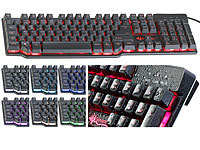 GeneralKeys Halbmechanische USB-Gaming-Tastatur, 7-farbig beleuchtet, wasserfest; Funktastatur & -Maus Sets Funktastatur & -Maus Sets 